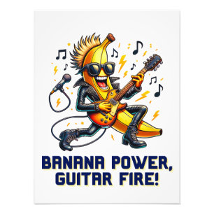 Rockstar Banana met gitaarstoring Foto Afdruk