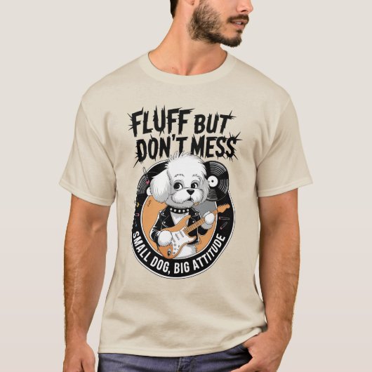 Rockstar Bichon Frise - Fluffy Punk Dog T-shirt (Voorkant)
