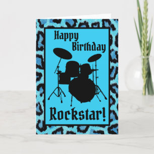Rockstar Birthday Kaart Drummer Musician Drums Roc