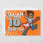 Rockstar boy 10e verjaardag sinaasappel blauw uitn kaart (Voorkant)