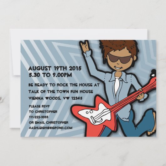 Rockstar boy 10e verjaardag sinaasappel blauw uitn kaart (Achterkant)