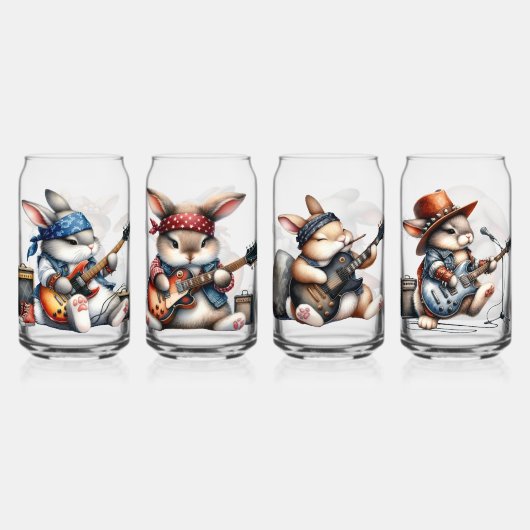 Rockstar Bunnies Drinkware Set Blikvorm Glas (Voorkant)