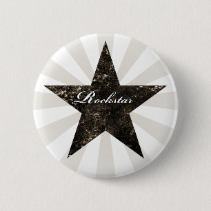 Rockstar-Button (grijze texturen - donker) Ronde Button 5,7 Cm