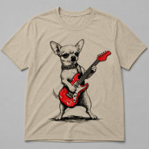 Rockstar Chihuahua-hond speelt rode elektrische gi
