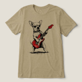 Rockstar Chihuahua-hond speelt rode elektrische gi Tri-Blend Shirt