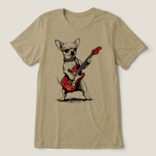 Rockstar Chihuahua-hond speelt rode elektrische gi Tri-Blend Shirt
