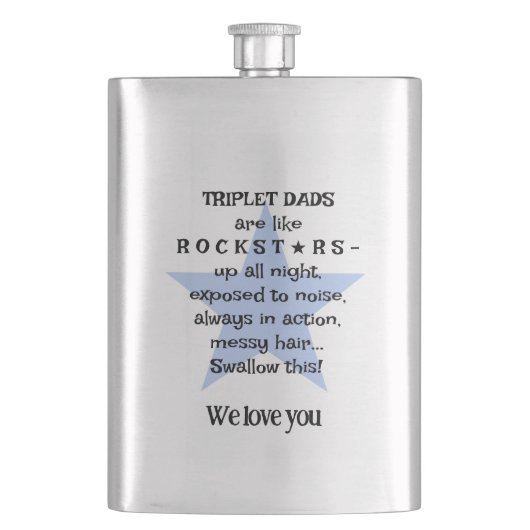 Rockstar Dad, cadeau voor Triplet Daddy, Custom Flacon (Voorkant)