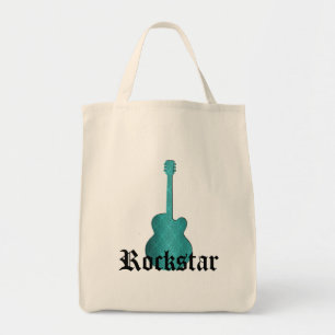 Rockstar Damask Guitar Bag, Turquoise Tote Bag