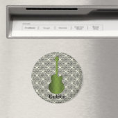 Rockstar Damask Guitar Magnet, Olive Green Magneet (Insitu (Vaatwasser))