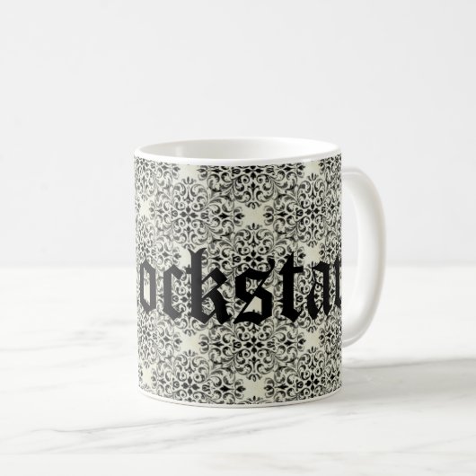 Rockstar Damask Guitar Mok, Turquoise Koffiemok (Voorkant rechts)