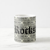 Rockstar Damask Guitar Mok, Turquoise Koffiemok (Center)