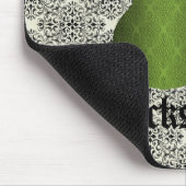 Rockstar Damask Guitar Mousepad, Olive Green Muismat (Hoek)
