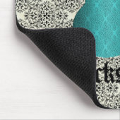 Rockstar Damask Guitar Mousepad, Turquoise Muismat (Hoek)