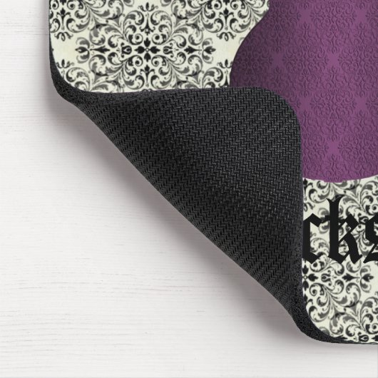 Rockstar Damask Guitar Mousepad, Violet Muismat (Hoek)