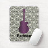 Rockstar Damask Guitar Mousepad, Violet Muismat (Met muis)
