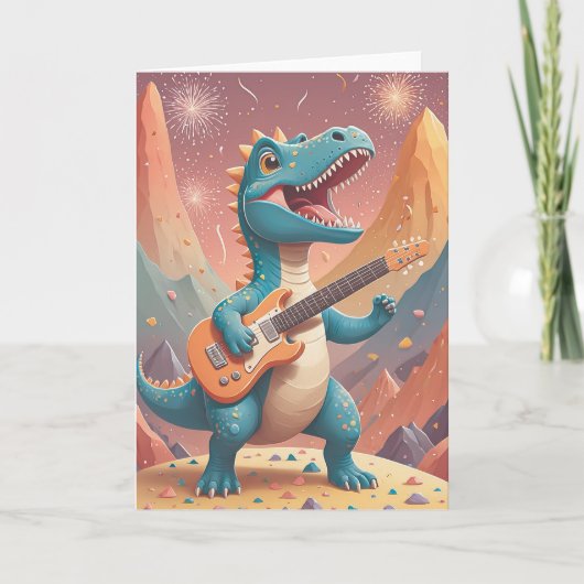 Rockstar Dino Birthday Bash Kaart (Voorkant)