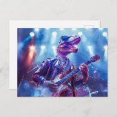 Rockstar Dinosaur op het podium Feestdagenkaart (Voorkant / Achterkant)