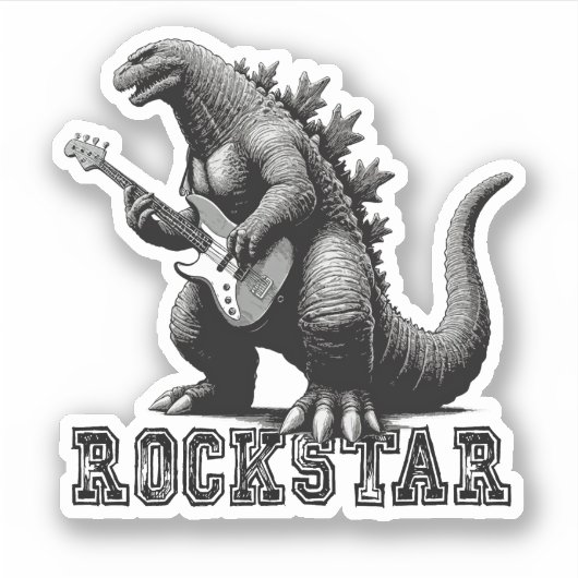 Rockstar dinosaurus draak sticker (Voorkant)
