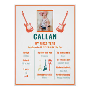 Rockstar eerste verjaardag mijlpaal perfect poster