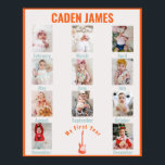 Rockstar First Birthday Maandelijkse foto's Poster<br><div class="desc">Dit poster heeft een leuk rockstar ontwerp. De perfecte manier om de foto's van je kind voor hun eerste verjaardag weer te geven. Aanpassen met behulp van de personalisatiefunctie. Vind overeenkomende feestartikelen in mijn winkel!</div>