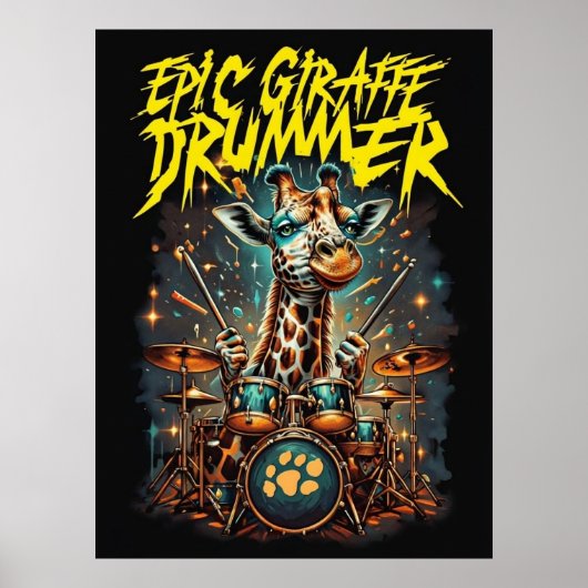 Rockstar Giraffe Poster - Music Room Decor Gift (Voorkant)