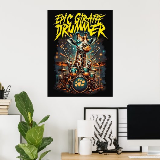 Rockstar Giraffe Poster - Music Room Decor Gift (Thuiskantoor)