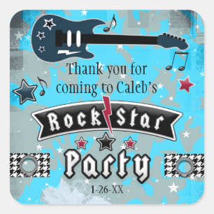 Rockstar-gitaar verjaardagsfeestje favoriete stick vierkante sticker
