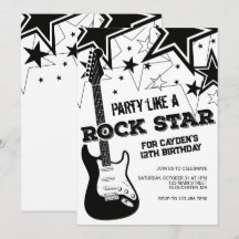 Rockstar gitaar zwart-wit verjaardag