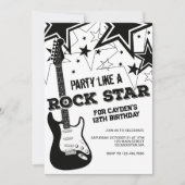 Rockstar gitaar zwarte en witte verjaardag kaart (Voorkant)
