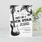 Rockstar gitaar zwarte en witte verjaardag kaart (Staand voorkant)