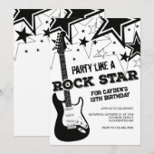 Rockstar gitaar zwarte en witte verjaardag kaart (Voorkant / Achterkant)