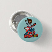 Rockstar gitarboy blauwe knop ronde button 3,2 cm (Voorkant /achterkant)
