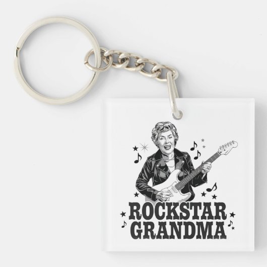 Rockstar Grandma – Fun en Retro Music Design Sleutelhanger (voorkant)
