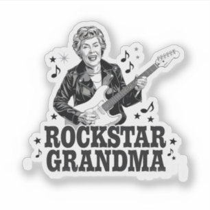 Rockstar Grandma – Fun en Retro Music Design Sticker