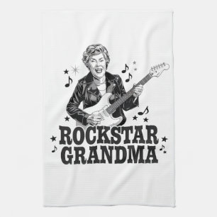 Rockstar Grandma – Fun en Retro Music Design Theedoek