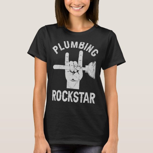 Rockstar, grappige loodgieter, toiletzuiger h t-shirt (Voorkant)