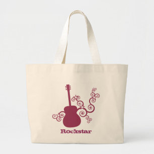 Rockstar Guitar Bag, Fuchsia Grote Tote Bag