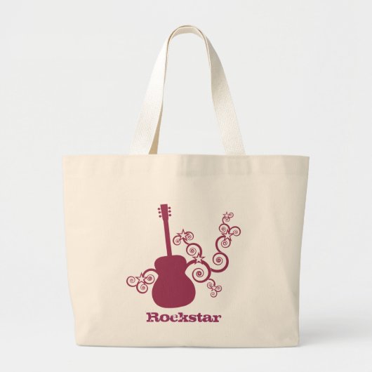 Rockstar Guitar Bag, Fuchsia Grote Tote Bag (Voorkant)