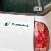 Rockstar Guitar Bumpersticker, donker Blauwgroen Bumpersticker (Op Truck)