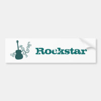Rockstar Guitar Bumpersticker, donker Blauwgroen