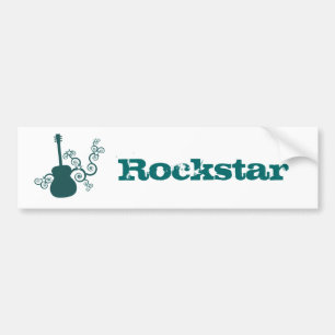 Rockstar Guitar Bumpersticker, donker Blauwgroen Bumpersticker