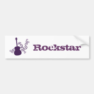 Rockstar Guitar Bumpersticker, Paars Bumpersticker