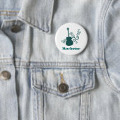 Rockstar Guitar Button, donker Blauwgroen Ronde Button 5,7 Cm (In situ)