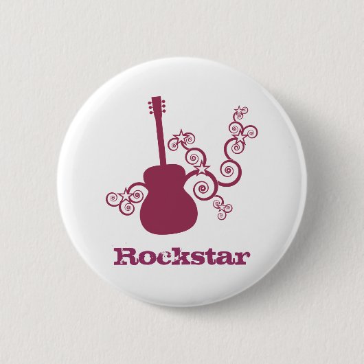 Rockstar Guitar Button, Fuchsia Ronde Button 5,7 Cm (Voorkant)