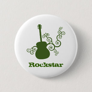 Rockstar Guitar Button, Green Ronde Button 5,7 Cm