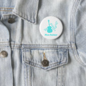 Rockstar Guitar Button, Light Turquoise Ronde Button 5,7 Cm (In situ)