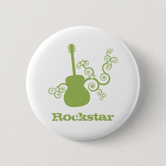 Rockstar Guitar Button, LimeGreen2 Ronde Button 5,7 Cm (Voorkant)