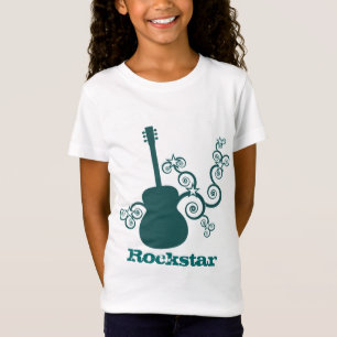 Rockstar Guitar Girl's T-shirt, donker Blauwgroen T-shirt