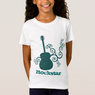 Rockstar Guitar Girl's T-shirt, donker Blauwgroen T-shirt