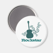 Rockstar Guitar Magnet, donker Blauwgroen Magneet (Voorkant / Achterkant)